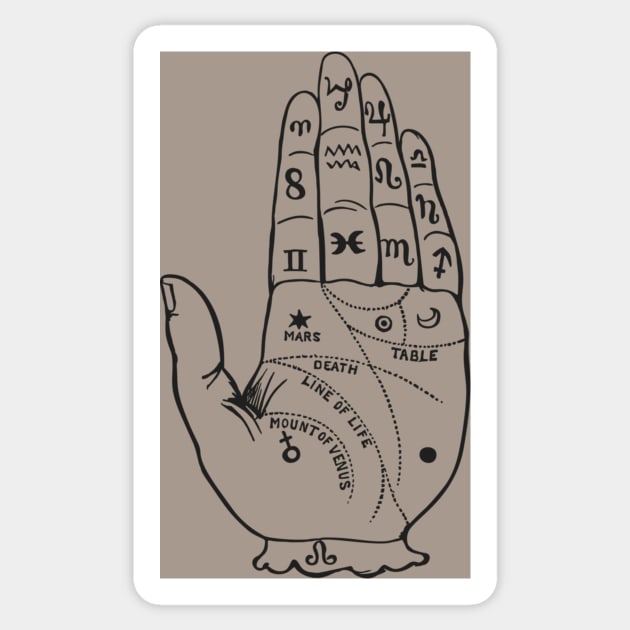 Palmistry Hand Sticker by bluespecsstudio